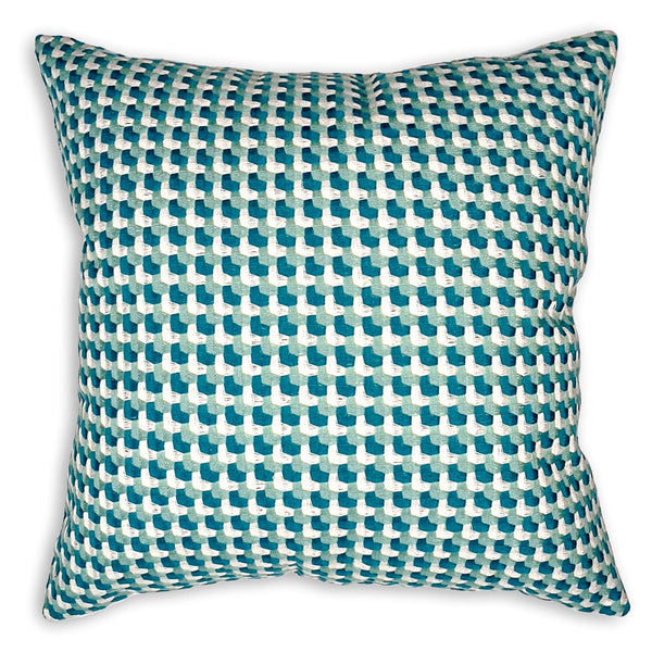 Blue-Green Bianca 18" Checkered Pillow